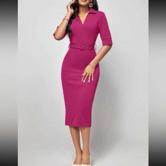 Classic belted bodycon dress - Picture 4 of 16